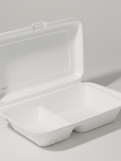 Bagasse-Imbissbox zweigeteilt