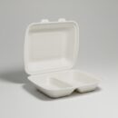 Bagasse Menübox zweigeteilt Weiß